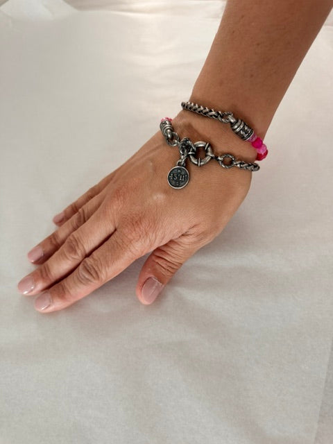 STONE PINK ROSE - BRACCIALE PIETRE UNISEX